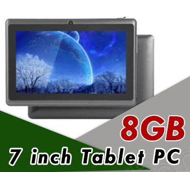 10X 7 inch Capacitive Allwinner A33 Quad Core Android 4.4 dual camera Tablet PC 8GB RAM 512MB ROM WiFi EPAD Youtube Facebook Google DHL ship