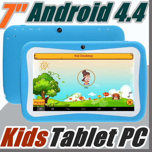 2018 7 inch Quad Core Children Kids Tablet PC 8GB RK3126 Android 4.4 MID Dual Cam & Educational Games App Birthday Gift G-7PB