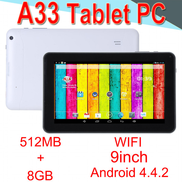 A33 9inch Tablet PC Capacitance Quad Core Android-4.4 Dual Camera 8GB RAM 512MB ROM WIFI Bluetooth 3G EPAD Facebook Google EXCTA33 50-Packs