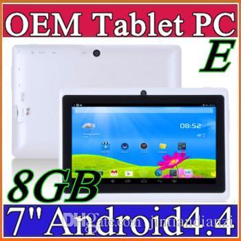 1X Allwinner A33 Quad Core Q88 Q8 Tablet PC Dual Camera Flashlight 7Inch capacitive screen Android 4.4 512MB 8GB Wifi OTG Google play A-7PB