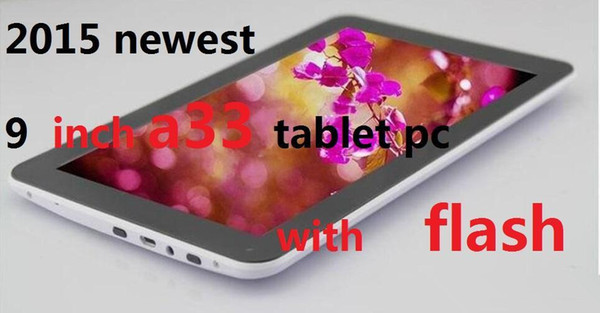 Quad Core 9 inch A33 Tablet PC with Bluetooth flash 1GB RAM 8GB ROM Allwinner A33 Andriod 4.4 1.5Ghz US01