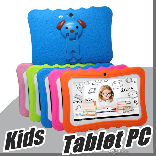 2019 Kids Brand Tablet PC 7 inch Quad Core children tablet Android 4.4 Allwinner A33 google player wifi big speaker protective cover