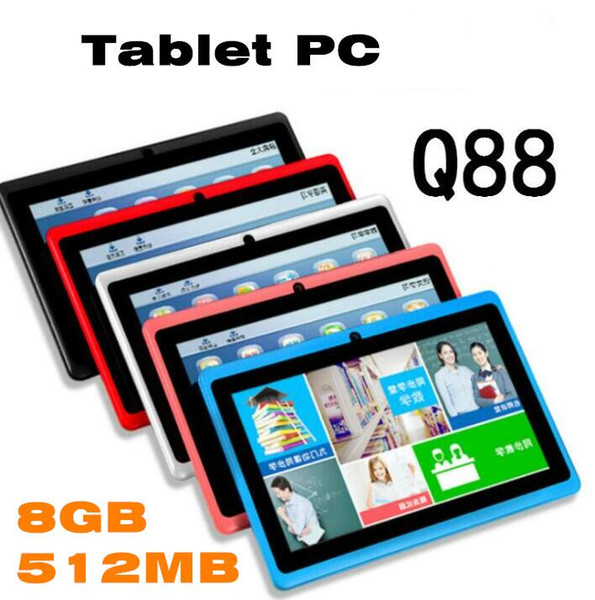 Dual Camera Q88 100X A33 Quad Core Tablet PC 7 Inch 512MB 8GB Android 4.4 kitkat Wifi Allwinner Colorful MID cheapest C-7PB