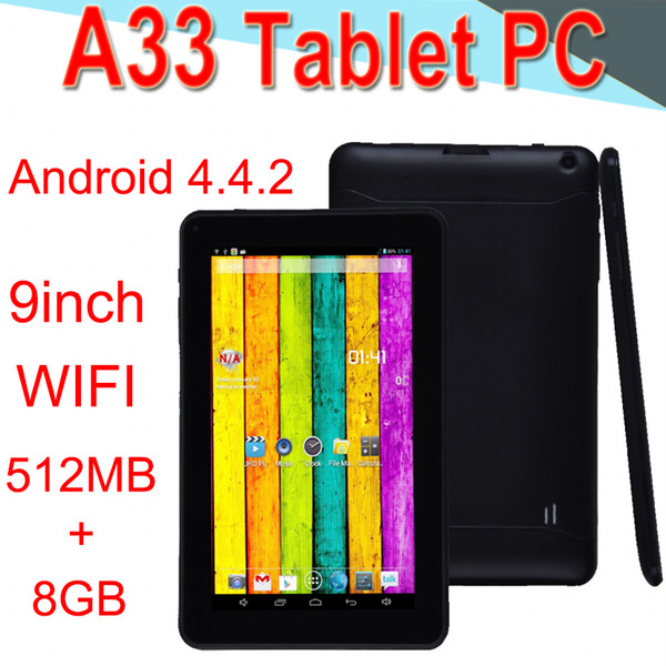 A33 9inch Tablet PC Capacitance Quad Core Android 4.4 Dual Camera 8GB RAM 512MB ROM WIFI Bluetooth 3G EPAD Facebook Google XCTA33-PB