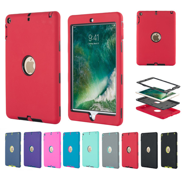 For New Ipad Air 2 Case 3 In 1 Shockproof Silicone Tablet PC Case Case Ipad 234 Pro 9.7 Back Cover Cases