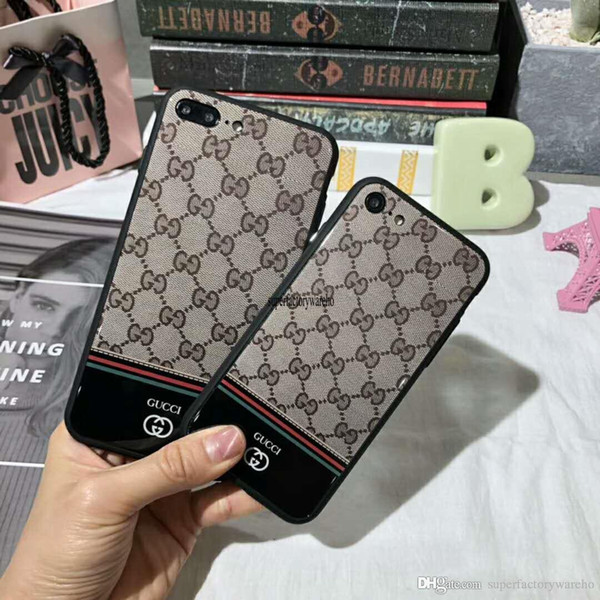 1PCS For iPhone Case Soft glass shell scratch-resistant phone6S mirror i8 glass phone case Bee pattern phone case