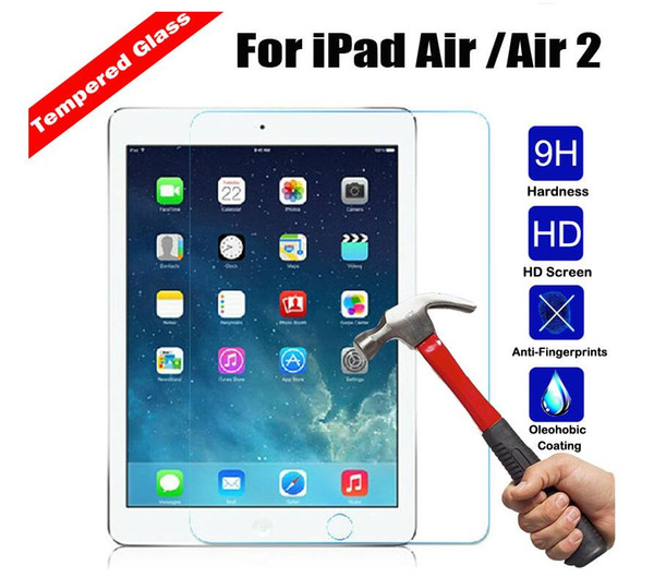 10pcs/lot Ultra Thin 0.3mm Anti-shatter Real Tempered Glass For iPad mini 2 3 4 Air Air2 Pro 9.7 10 Tablet Film Screen Protector