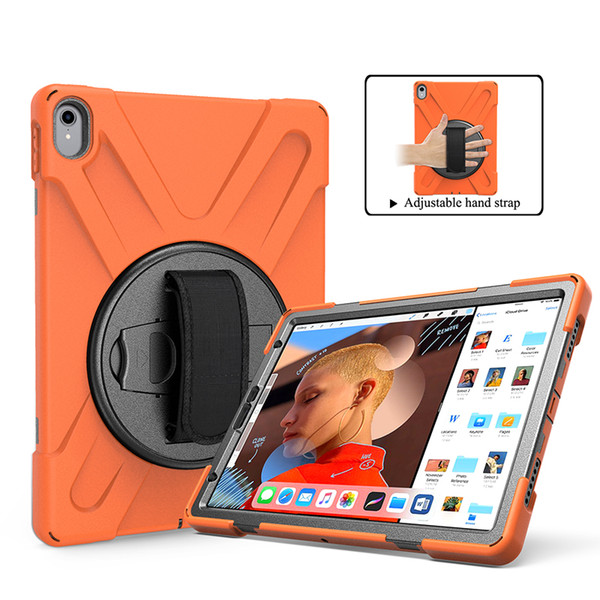 Pro 11 Hybrid Swivel Wrist Strap Case Drop Resistance Kids Safe Silicone + PC Back Cover for Apple iPad Pro 11 2018 Tablet+Stylus