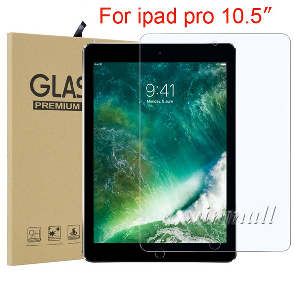 DHL 100pcs 0.3MM 2.5D Tempered Glass For 2017 iPad Pro 10.5 inch Tablet Screen Protector With Hard Retail Package