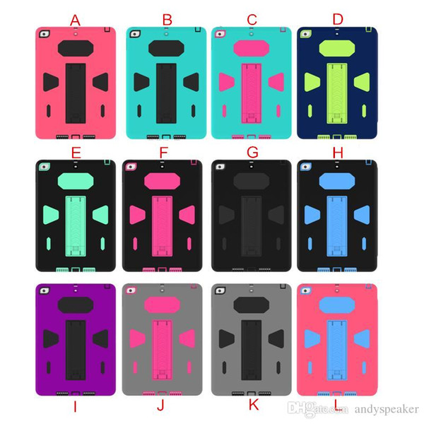 Hybrid Robot Tri-Protecter Case with Holder PC+TPU Material Colorful for iPad Mini/Air/Pro Stand Protective Cover 20pcs/up