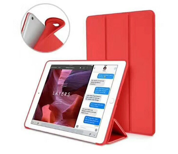 Ultra Slim Magnetic Trifold PU Leather Front Cover + Full Silicone Soft Back Cover Smart Case for New iPad 2017 9.7 10.5 2 3 4 5 6 Air Mini