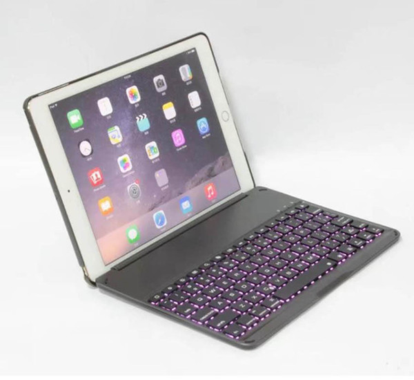 Wireless Bluetooth Keyboard Cover Case With Backlight Aluminum Alloy 7 Colors Backlit Cases For iPad Pro 9.7 New 2018 iPad Air 2 DHL 10pcs