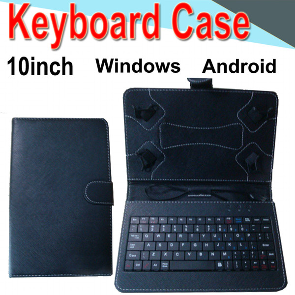 10inch Wire Keyboard Case Cover for Android Windows Ultra Thin Wireless ABS Keyboard PU Case Universal Mobile Phone EXPT-3 50 Packs