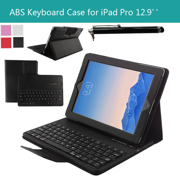 Tablet PC Wireless Bluetooth Keyboard Case Blueooth Keyboards Cover Cases ABS Leather Detachable Stand Holder For Apple iPad Pro 12.9 inch