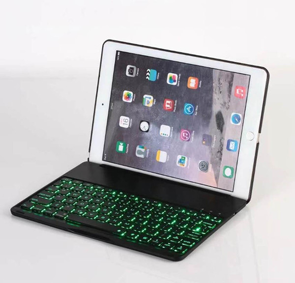 Wireless Bluetooth Keyboard Cover Case With Backlight Aluminum Alloy 7 Colors Backlit Cases For iPad Pro 9.7 New 2018 iPad Air 2 DHL 10pcs