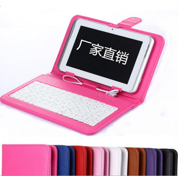 niversal 7 8 9 9.7 10.1 inch tablet PC micro keyboard PU leather case usb port stand holder flip case cover for samsung galaxy tab xiaomi