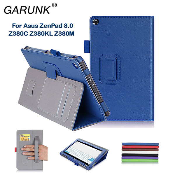 Wholesale- for Asus ZenPad 8.0 Z380KL Z380C Z380M Tablet Case Leather Hand Stand Holder Flip Folio Fashion Business Protective Tablet Cover