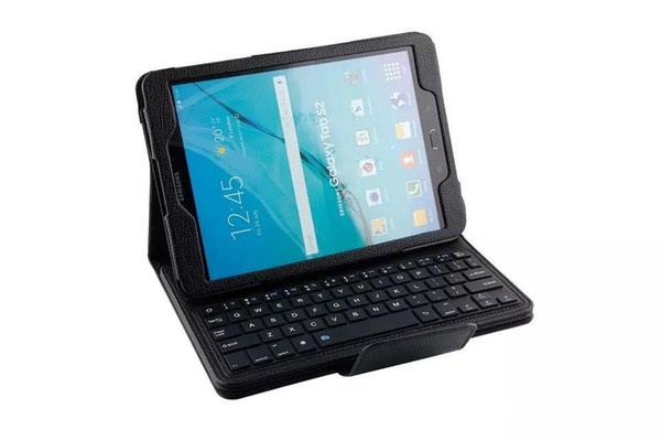 Leather Stand Case for Samsung Galaxy Tap S2,Leather Cover Case for Tablet PC with Wireless Bluetooth Keyboard 9.7 inch