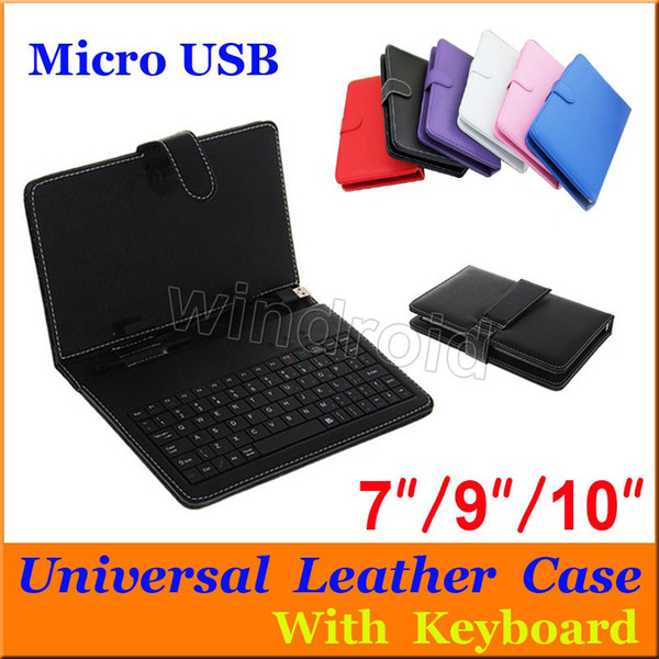 Universal PU leather cover case with Keyboard Micro USB port flip stand holder For 7 9 10 inch Tablet PC A23 A33 A31S colorful 100 cheapest