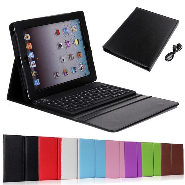 For new ipad 9.7 2018 2017 Bluetooth Wireless Keyboard Leather Case Cover with Stand Holder for ipad mini air pro 9.7 PCC066