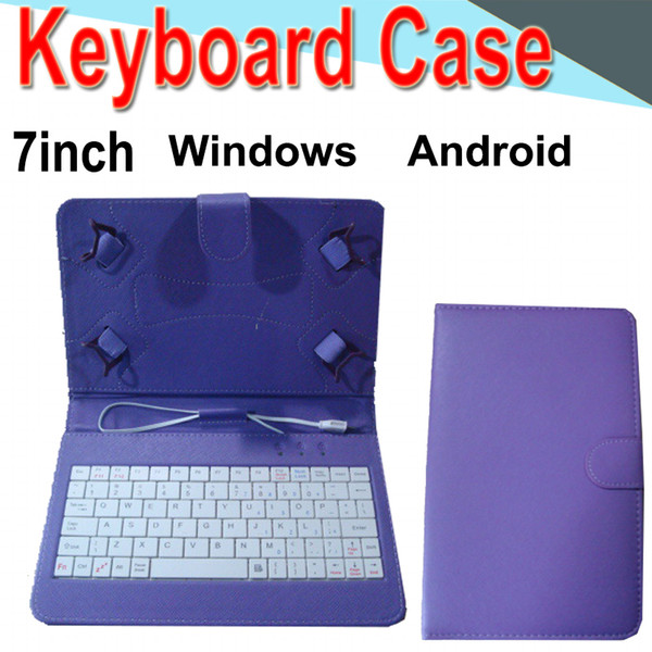 7inch Wire Keyboard Case Cover for Android Windows Ultra Thin Wireless ABS Keyboard PU Case Universal Mobile Phone EXPT-2 50 Packs