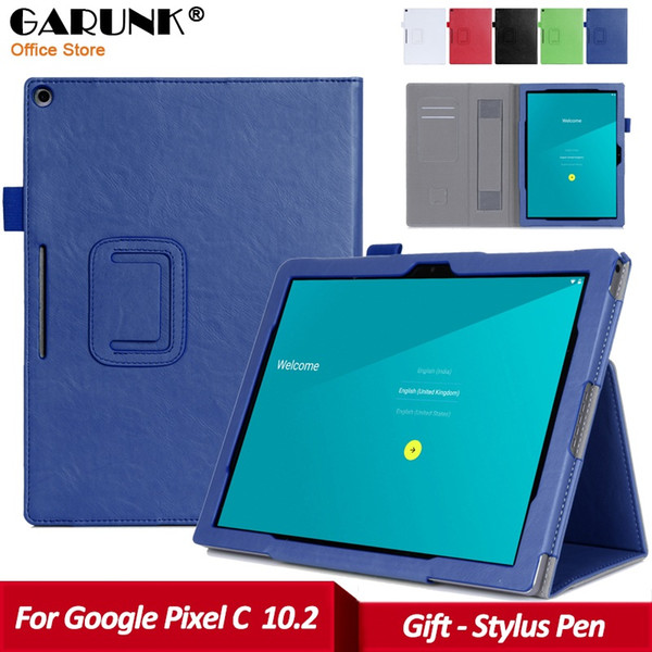 Wholesale- Case for Google Pixel C, GARUNK Luxury PU Leather with Hand hlod Card Holder Full Body Protection Stand Cover for Google Pixel C