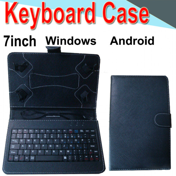 7inch Wire Keyboard Case Cover for Android Windows Ultra Thin Wireless ABS Keyboard PU Case Universal Mobile Phone XPT-2