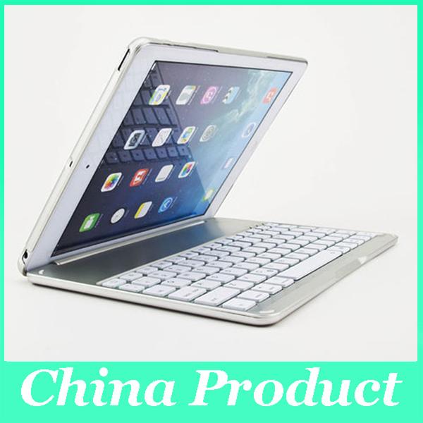 Ultra Thin Alumium Folio Shell ABS Wireless Bluetooth Backlit Keyboard Carrying Case Colorful Backlight for Apple iPad Air 010242