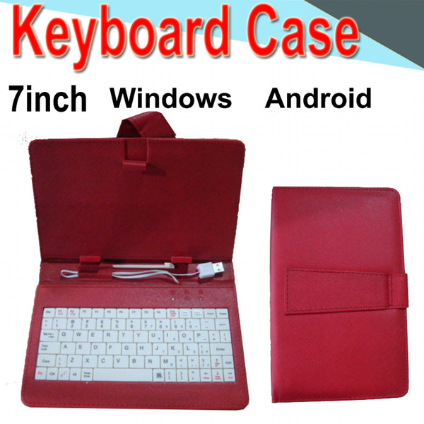 Wire Keyboard Case 7inch Cover for Android Windows Ultra Thin Wireless Color ABS Keyboard PU Case Universal Mobile Phone EXPT-4 50 Packs