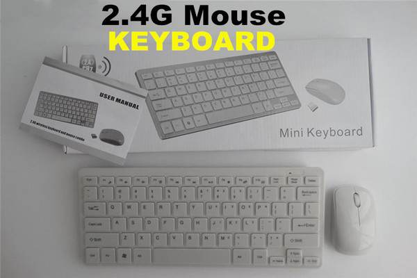 50PCS 2.4G White Wireless PC Keyboard + Mouse Keypad Film Kit Set For DESKTOP PC Laptop