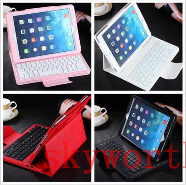 Removable Bluetooth Wireless Keyboard leather case for ipad mini 4 Samsung Galaxy tab S S2 A E T230 T350 T700 T710 T280 Stand