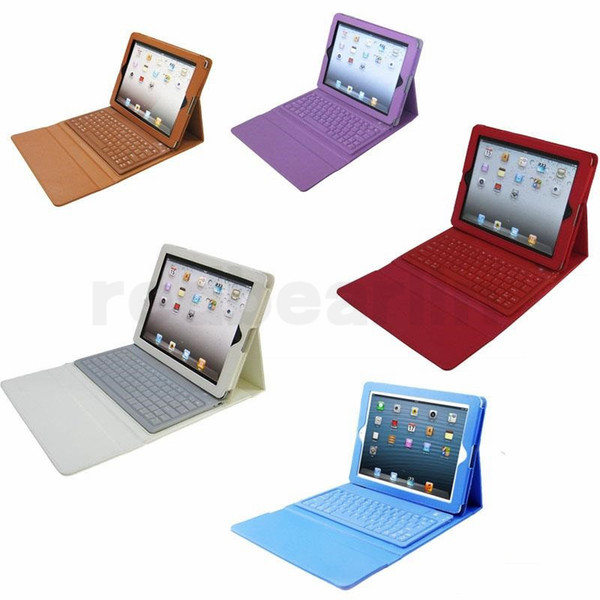 Bluetooth Wireless Keyboard Leather Case Cover with Stand Holder for ipad mini air pro With Keyboard