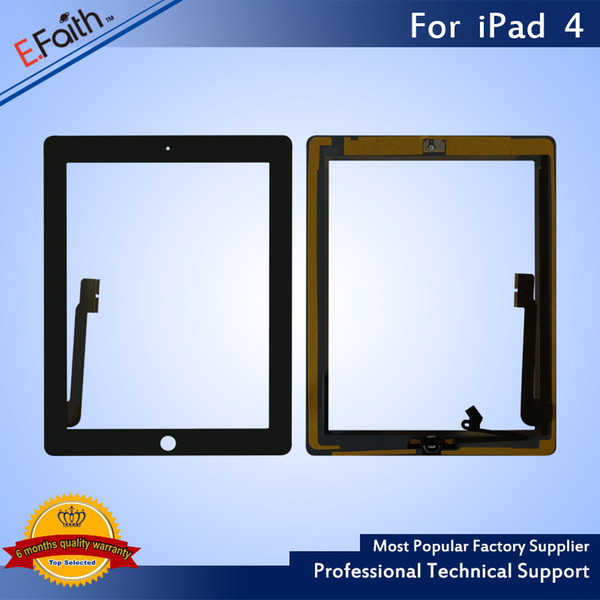 Hot item-For iPad 4 Black Touch Screen Digitizer with Home Butoon+Adhesive & Free DHL Shipping