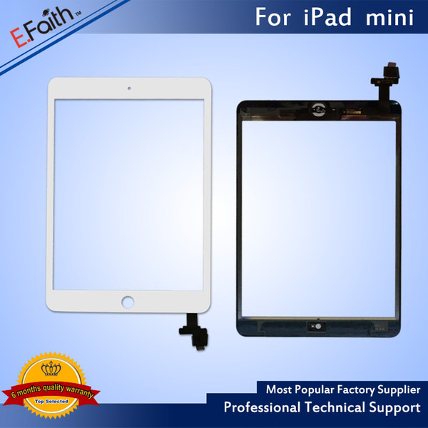 For White iPad mini Touch Screen Digitizer + IC home button+ adhesive replacement & Free DHL Shipping