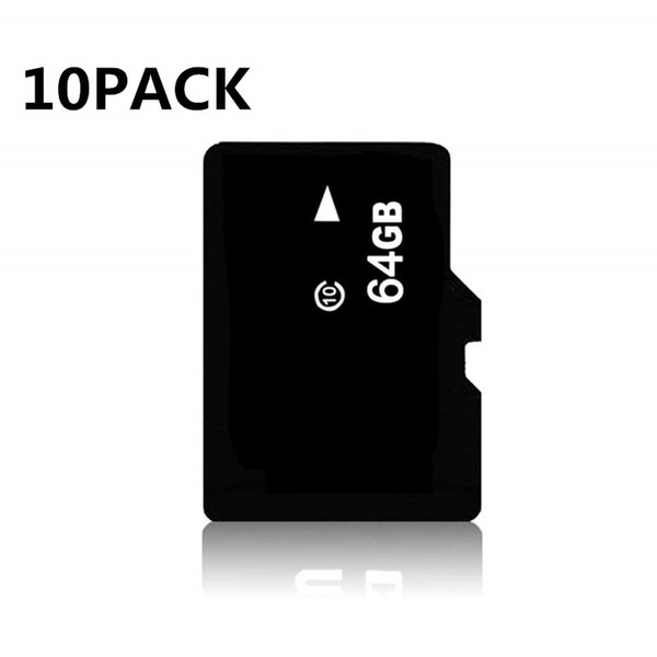 10 Pack Class 10 64GB TF Card Flash Memory Card Micro SD Card 64GB for Cell Phone Camera Tablet PC Speaker/MP3/MP4 Free SD Adapter