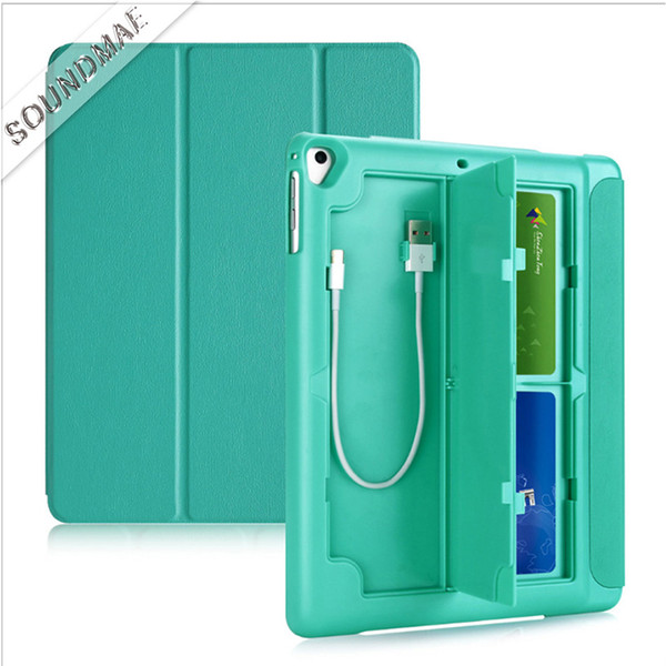 Multi-Function PU Leather Flip Case with Cable Pen Card Slot Hard PC Cover for iPad 5 6 Pro 9.7 2017 2018 OPP Soundmae