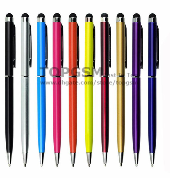 10 Colorful 2 in 1 Slim Stylus for Universal Capacitive Touch Screen Pen for iPhone 4/4S 5/5S iPad 5 Android Smart Phone Tablet Pcs Topgsm