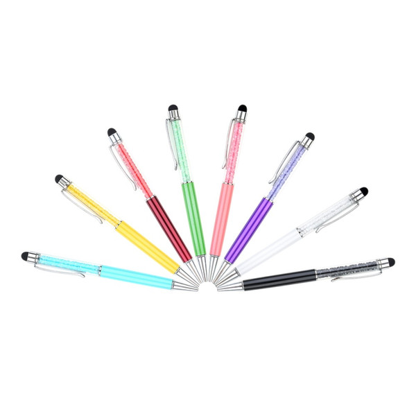 Colors Stylus Pen Crystal 2 in1 Touch Screen Stylus Ballpoint Pen For iPhone iPad Samsung Galaxy Tablet PC Phone 140