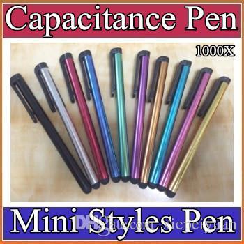 1000X Universal Cell Phone Capacitance Stylus Pen For iPhone 4 5 5S IPAD 3 4 Samsung Galaxy Android Mini Portable Colorful Styles Pens 2-DB