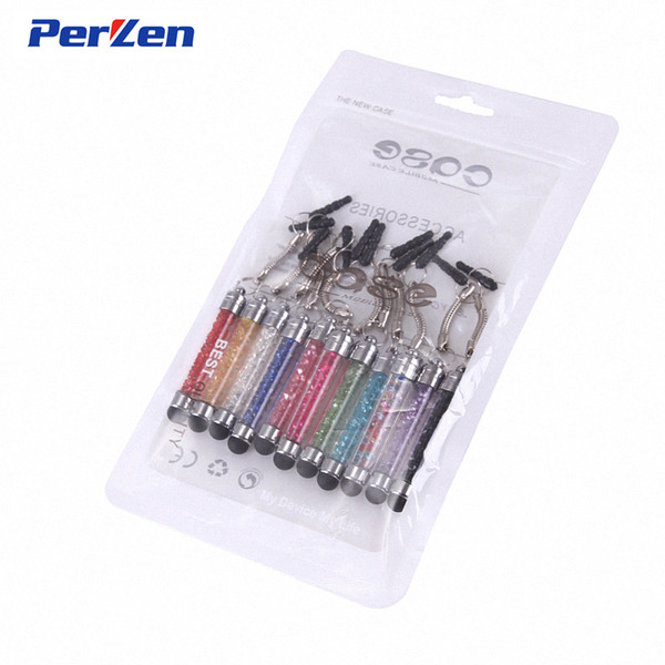 Wholesale-10pcs/Pack Luxury Crystal Universal Touch Screen Pen For Iphone ,Tablet PC ,Laptop Universal Stylus Pen Free Shipping +Zip Bag