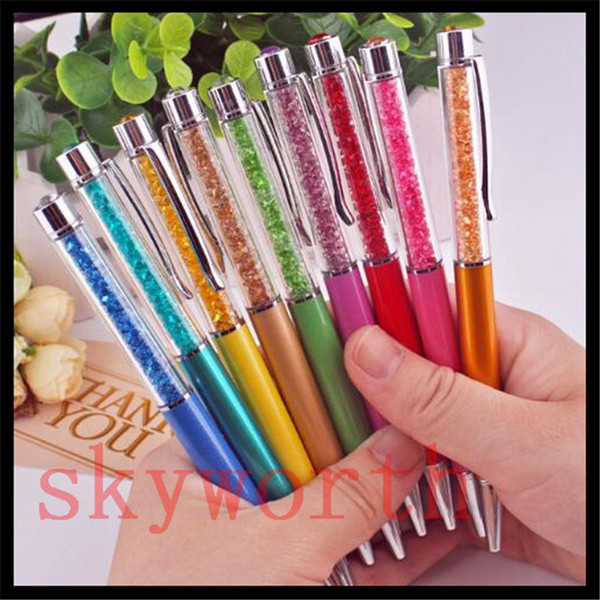 2 in 1 Crystal stylus Touch pen for Capacitive screen ipad mini iphone Writing Ink Pen