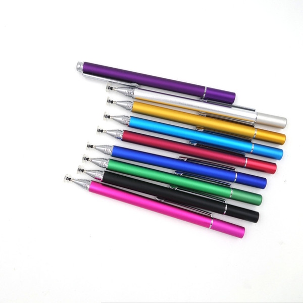 360 Degree conductive cloth Transparent Sucker Disc Type Capacitive Pen Metal clip Touch Screen microfiber tip disc Drawing Stylus touch pen