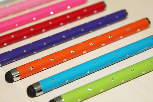 10 Colors Rhinestone Metal Universal Capacitive Stylus Touch Pen for iPad Tablet PC Cellphone with clip 30+