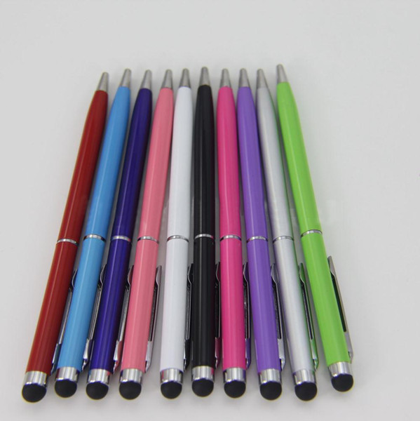 [zima store]Colorful Metal 2 In 1 Capacitive Screen Stylus Pen Pens Touch Pen For all phone Free Shipping