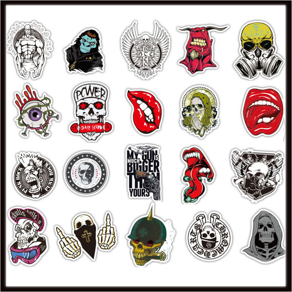 New Skull Car sticker Diy stickers 50X posters wall stickers for kids rooms home decor on laptop skateboard luggage wall decals M