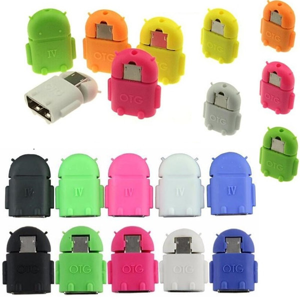 Fashion Android Robot TV shape Micro USB to USB OTG Adapter for Android Tablet PC Smartphone Phablet With 8 colors free shipping(dy)