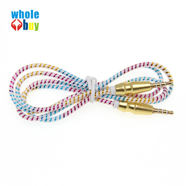 HOT SALE 1M 3.5mm Jack Auxiliary Cable Audio Cable Male To Male Flat Aux Car player to connect with audio device 90pcs/lot