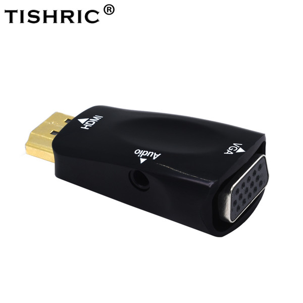 TISHRIC for HDMI To VGA Adapter Converter Cable With Audio Cable Support HD 1080P For PC Laptop With Retail Package