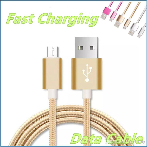 2.1A Unbroken heavy duty Metal Braid Type Micro USB Data Cable Charger Lead 1M 2M 3M For IPhone 5 6 7 8 Samsung S5 S6 S7 S8 Charging MQ500