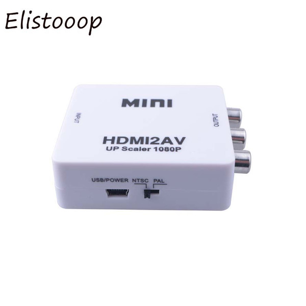 HDMI TO AV Scaler Adapter HDMI to RCA AV/CVSB L/R Video 1080P HDMI2AV Mini HD Video Converter Box Support NTSC PAL Output